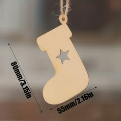 10pcs Christmas Stocking Wooden Pendant Decorations