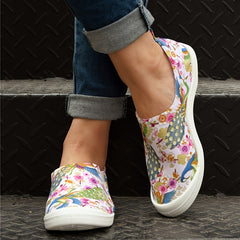 Pink Phoenix Pattern Flat Slip On Shoes Women's Shallow Mouth Casual Shoes