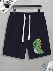 Men's Dino Print Quick Dry Shorts for Summer Outdoor Activities