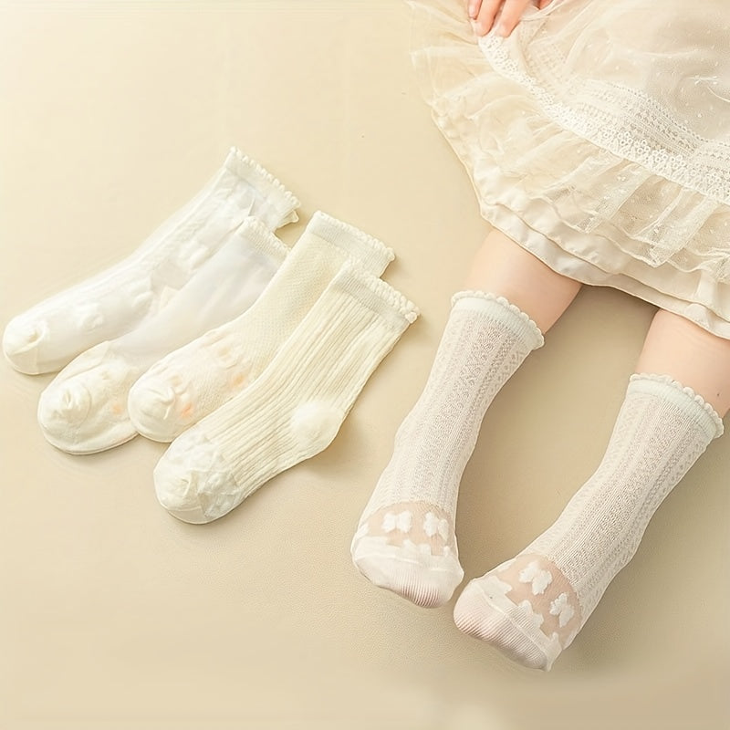 5Pairs Kids Summer Thin Mesh Breathable Lace Up Boat Socks