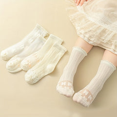 5Pairs Kids Summer Thin Mesh Breathable Lace Up Boat Socks