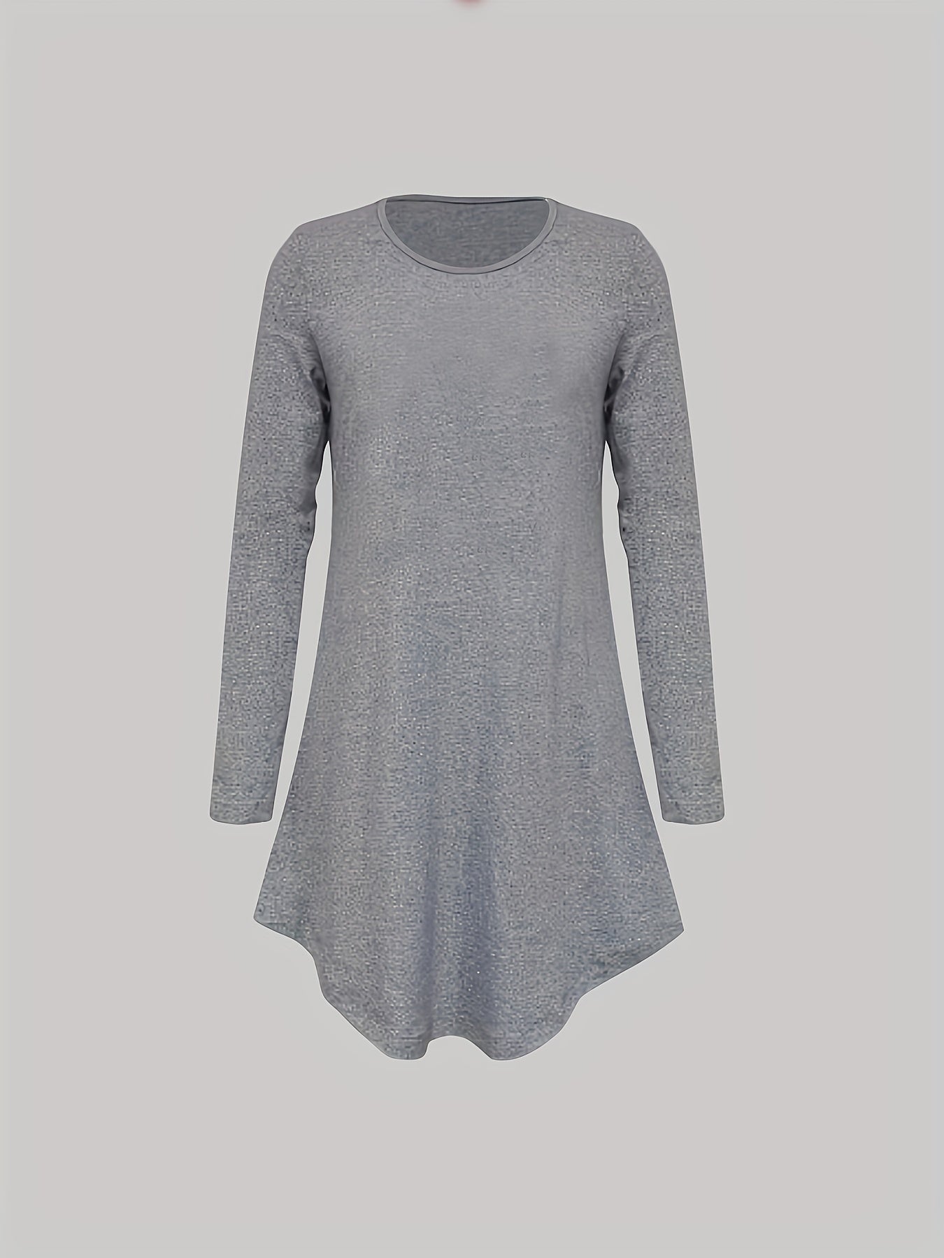 NightDress Crew Neck Long Sleeve Pajama Dress Women's Sleepwear