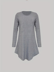 NightDress Crew Neck Long Sleeve Pajama Dress Women's Sleepwear