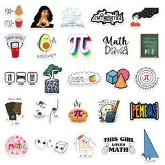 50pcs Math Sticker Phone Laptop Water Cup Waterproof Decoration Sticker