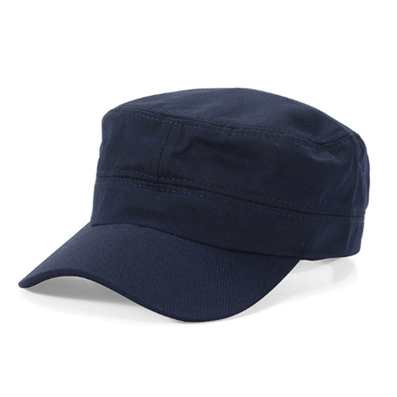Men's Cotton Flat Top Hat Autumn Winter Casual Military Cap