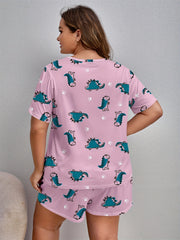 Dino & Dog Paw Print Tee & Shorts Lounge Set