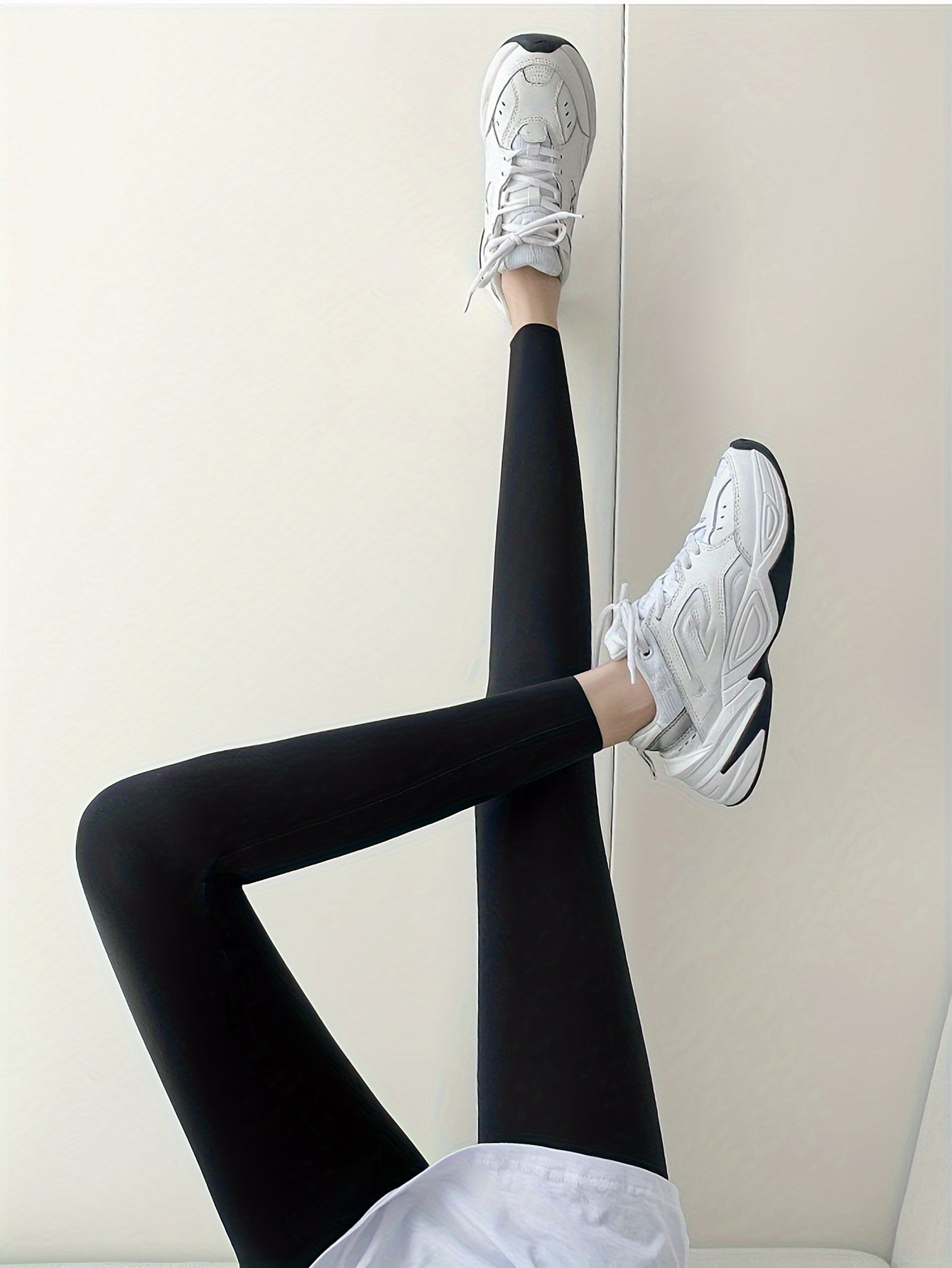 Solid Fleece Leggings Winter Thermal Stretchy Leggings