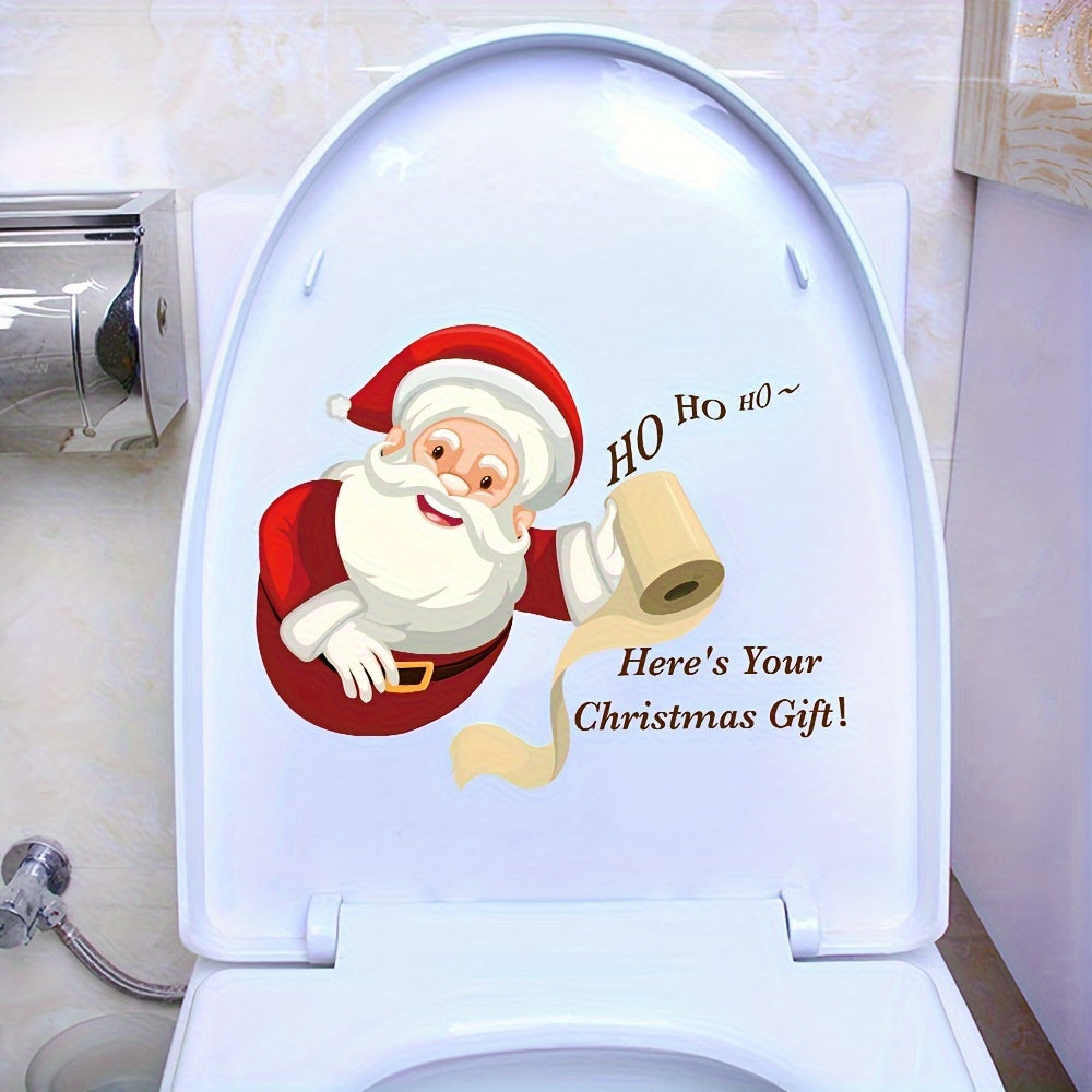 Christmas Cartoon Santa Claus Toilet Sticker Bathroom Renovation Self-adhesive