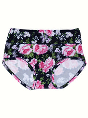 4 Pack Plus Size Panties Set Women's Plus Comfort Floral Print