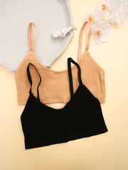 2pcs Knitted Ribbed Sports Bras Yoga Workout Bra Women's Lingerie