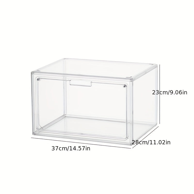 Transparent Shoe Box w/ Magnetic Door Plastic Shoes Storage Container
