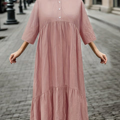 Casual Dress Women's Plus Solid Button Up Maxi Dress