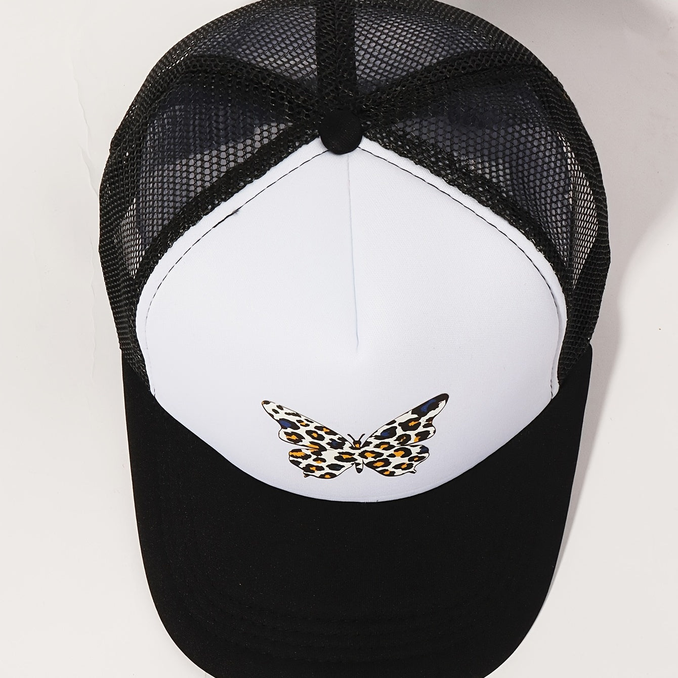 Leopard Butterfly Print Trucker Hat & Mesh Baseball Cap Lightweight Dad Hats