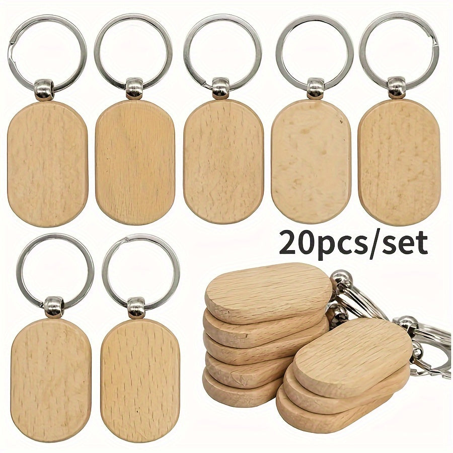 Wooden Tag Keychain Engraving Blank DIY Accessories