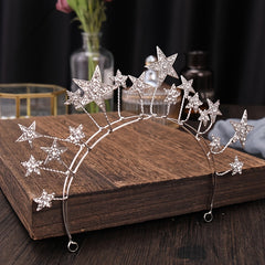 Silver Tiara Crown Stars Princess Queen Diadems Goddess
