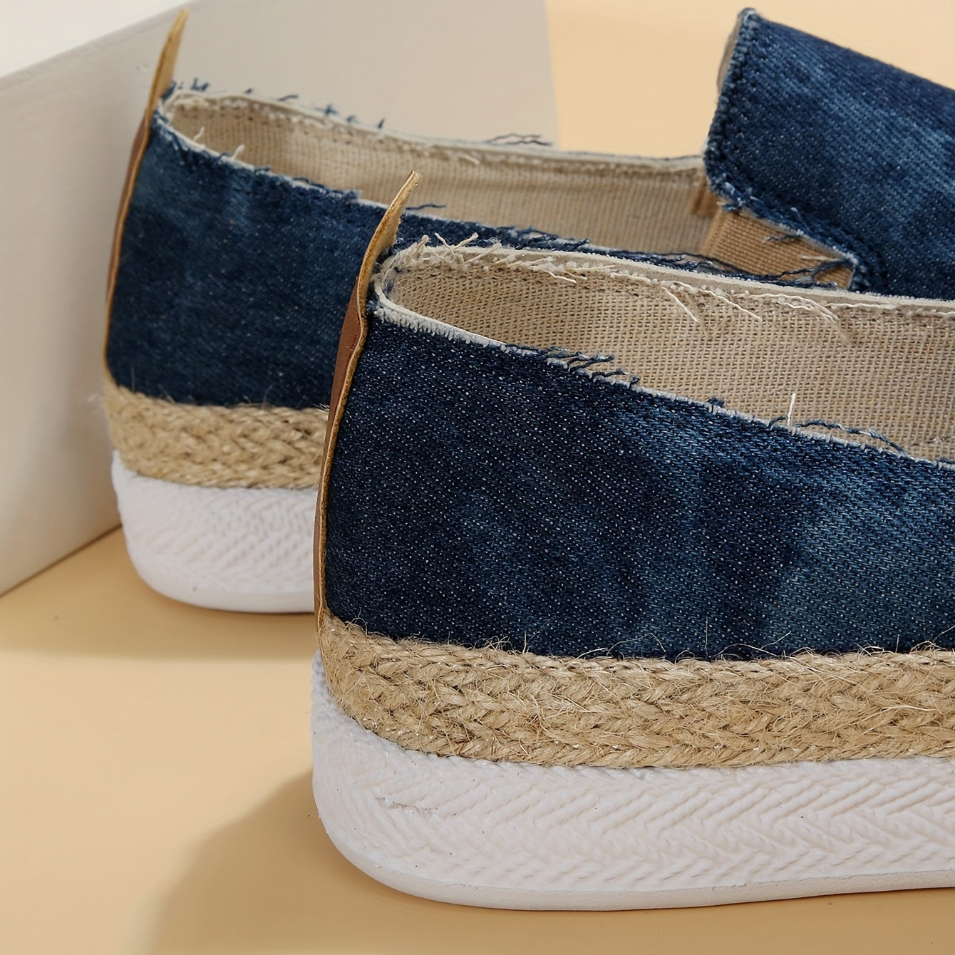 Women's Denim Platform Espadrille Sneakers Slip On Flat Low Top Shoes