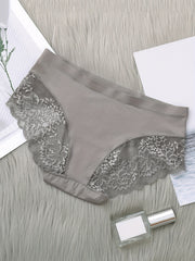 4pcs Lace Briefs Comfy Scallop Trim Panties Women's Lingerie
