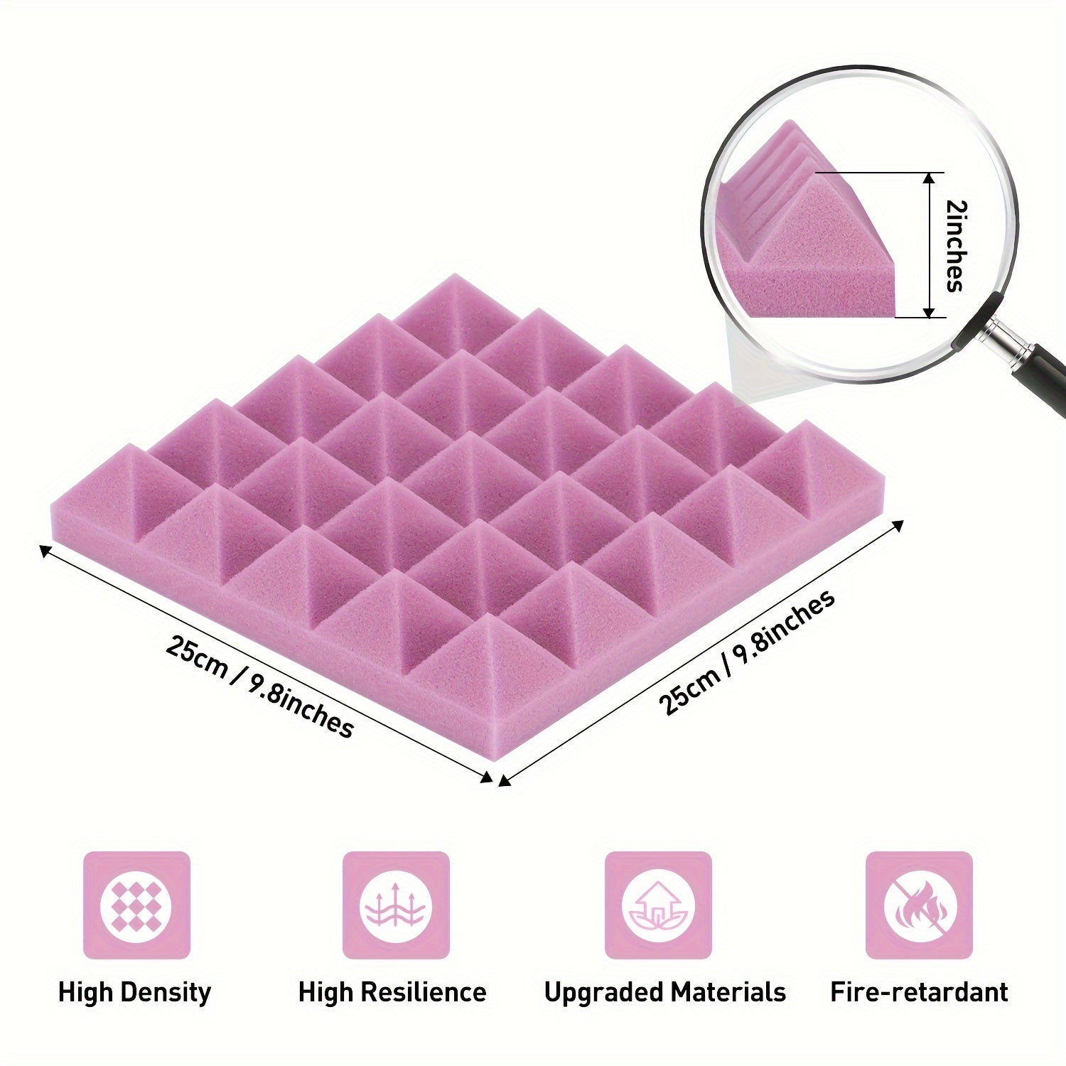 24pcs Pyramid Sound Absorbing Cotton Purple High Density Fireproof Material