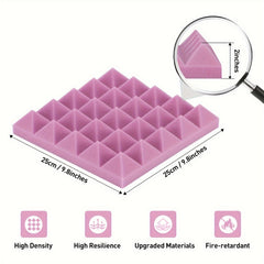24pcs Pyramid Sound Absorbing Cotton Purple High Density Fireproof Material