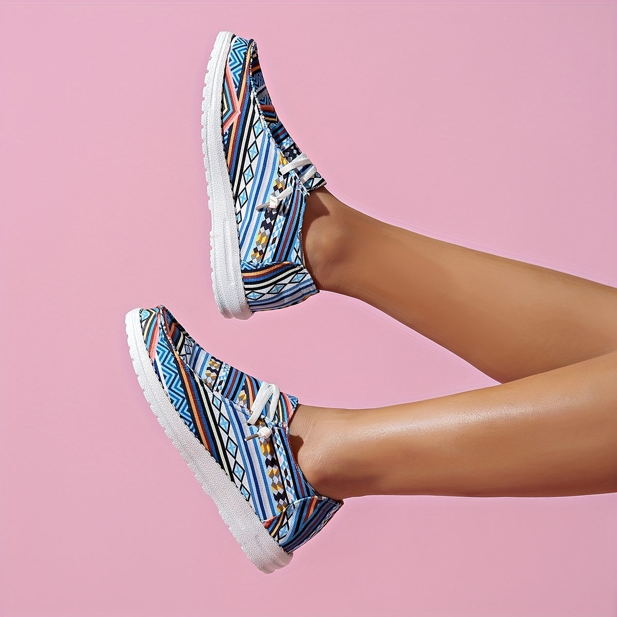 Women's Boho Pattern Slip On Loafers Lightweight Platform Shoes