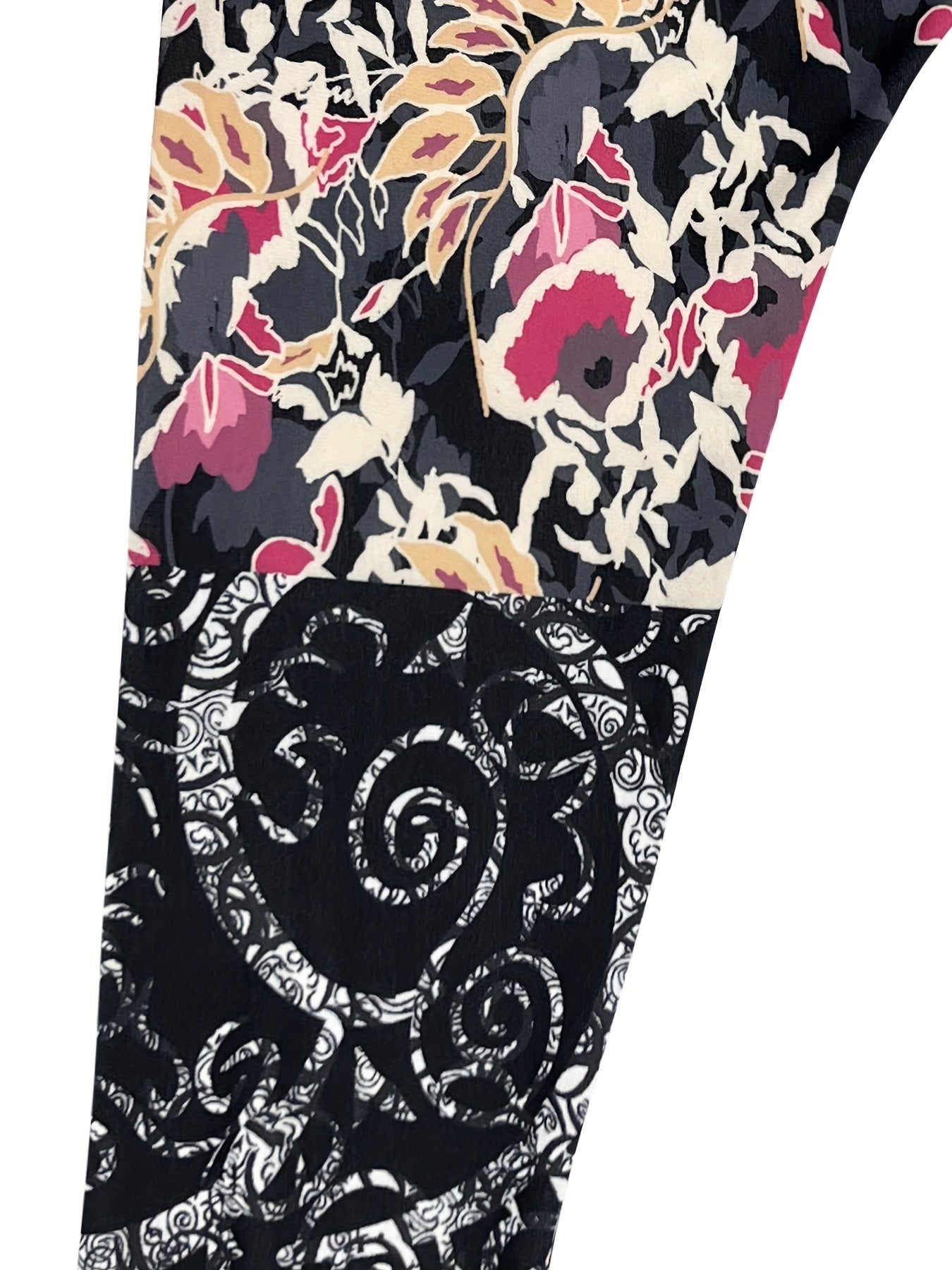 Women's Plus Baroque Floral Print High Stretch Retro Leggings