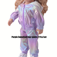 Candy Sweatsuit 18 Inch 2pcs Set Hooded Sun Protection Sweatsuit for Doll