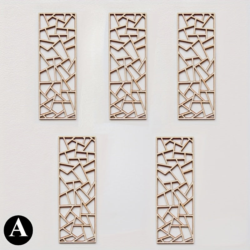 Set of 5 Wooden Screens for Room Separation and Decorative Use