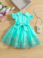 Baby Girl's Puffy Mesh Dress With Flower Princess Dress