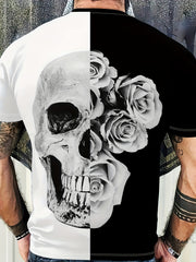Skull And Roses Mens 2 Piece Outfit Block T-shirt And Sweatpants Set