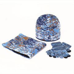 Camouflage Winter Beanie Gloves Neck Warmer Set