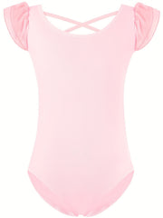 Girls Flutter Short Sleeve Ballet Leotard 95% Cotton