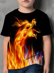 Boy's Fire Dragon Graphic T shirt 3D Digital Print Casual Short Sleeve Tee
