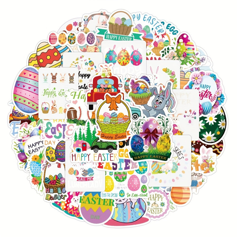 50pcs Easter Egg Bunny Stickers Waterproof Vinyl Stickers