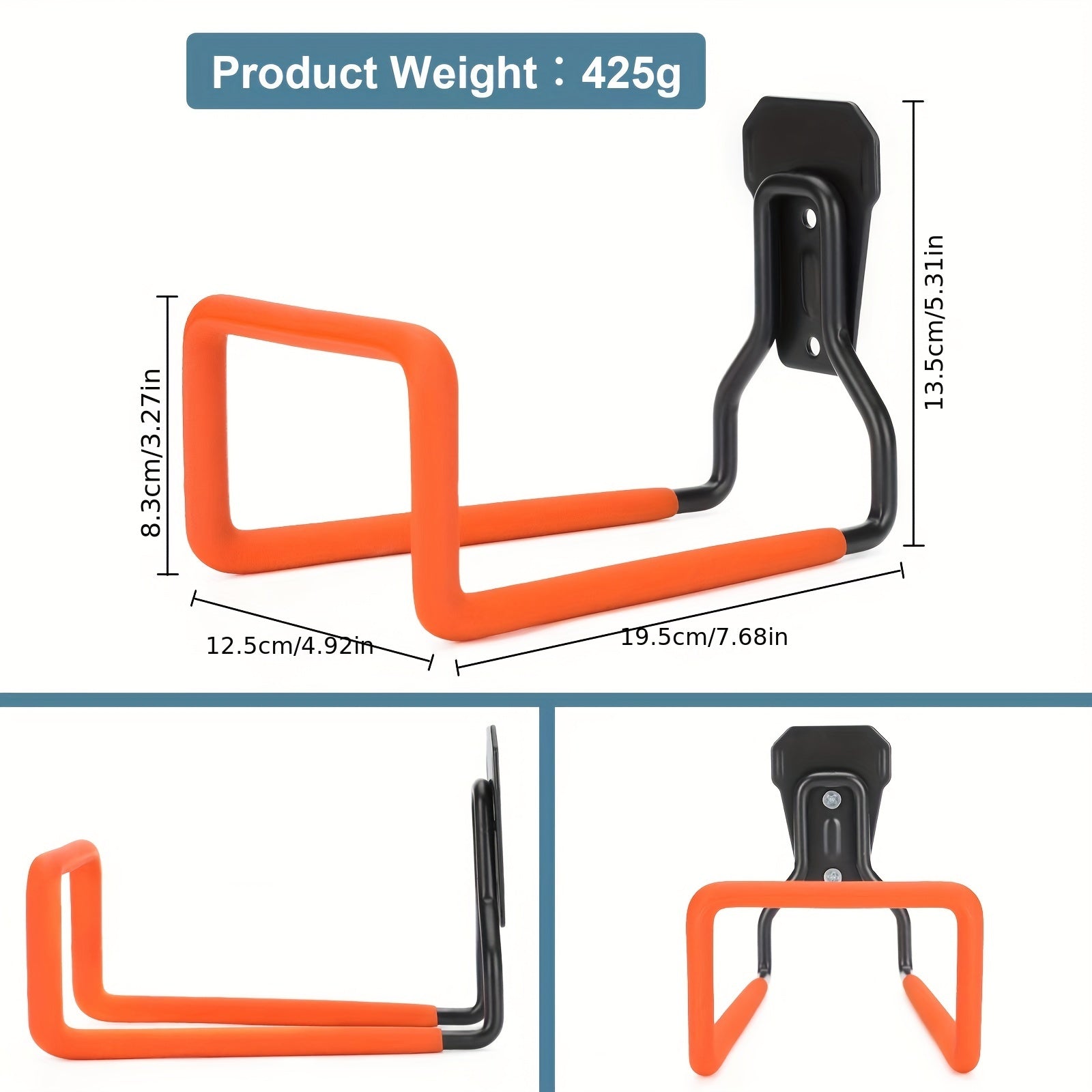 Heavy Duty Metal Hose Holder Wall Mount Orange Garden Hose Hanger
