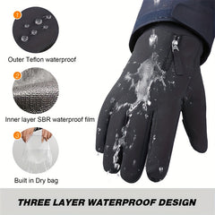 Winter Thickened Waterproof Velvet Gloves for Outdoor Activities