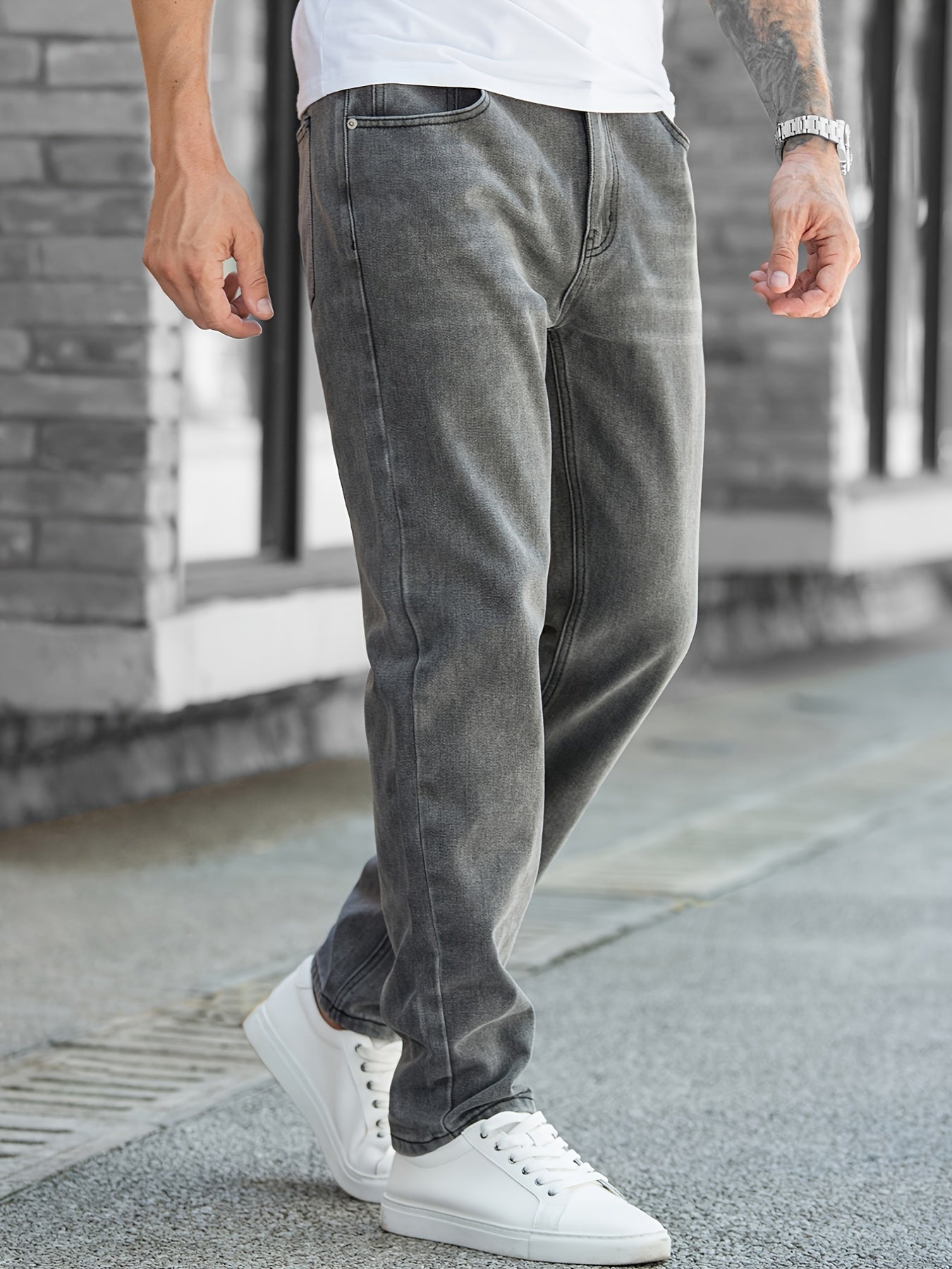 Men's Soft Grey Straight Jeans