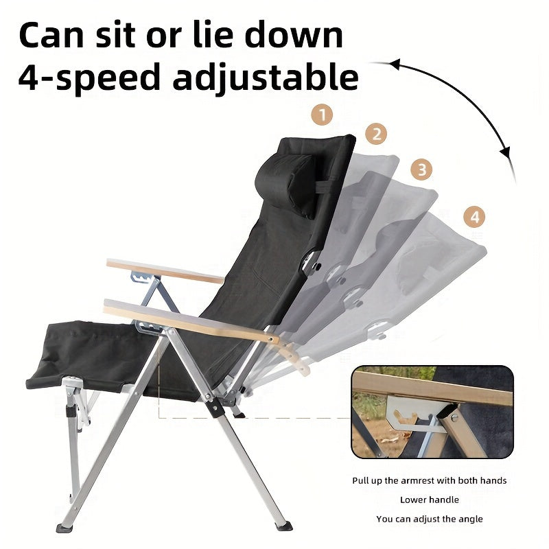 Adjustable Back Lifting Chair with Storage Bag for Fishing, Hiking, Picnics