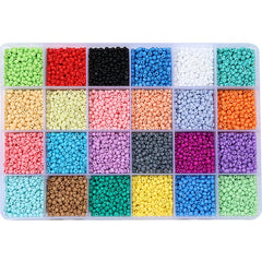 20000Pcs 2 3 4mm 24 Multicolor Glass Seed Beads DIY Jewelry Making Craft Set