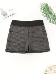 Sports Shorts Women's Plus Honeycomb Pattern Waist Band Skinny Shorts