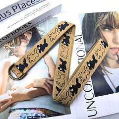 Funny Puppy Print Canvas Belt Casual All-match Pants Students