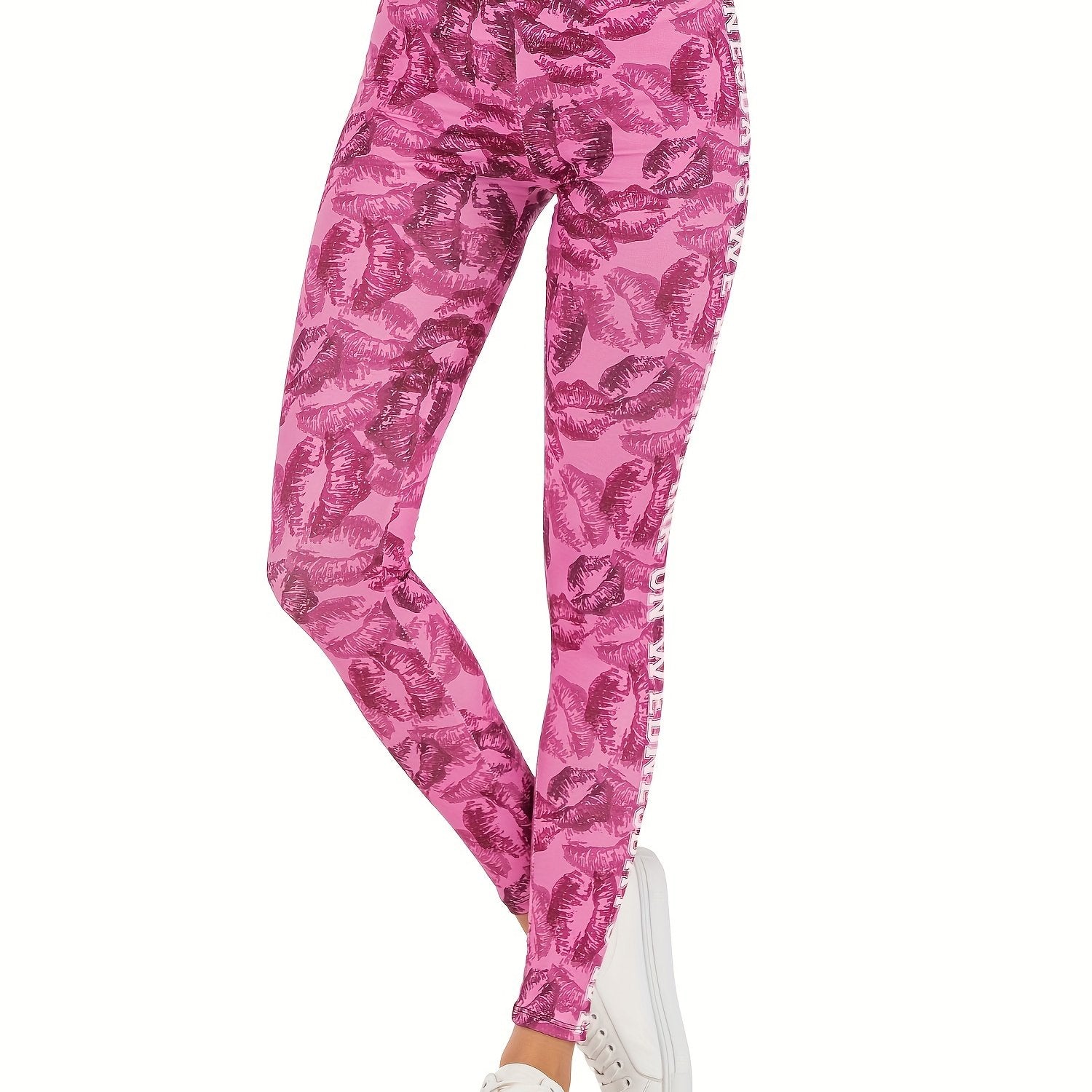 Sexy Lips Print Leggings High Waist Slim Leggings
