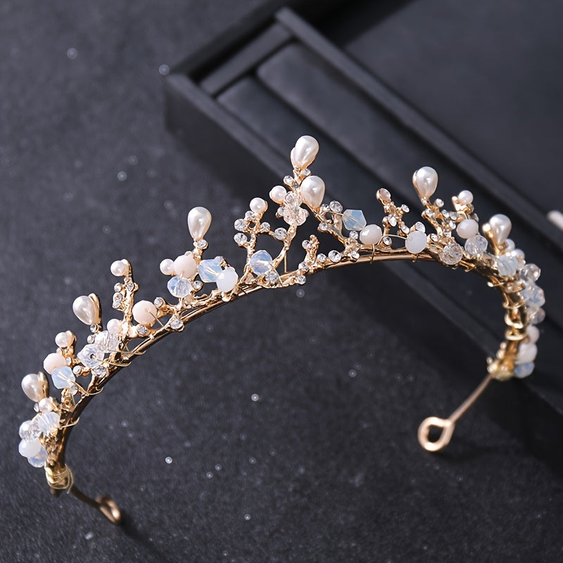 Flower Girl Pearl Headband Crystal Wedding Tiara Hair Piece