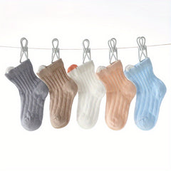 5 Pairs Baby Girls Cartoon Ear Socks Soft Comfy Breathable Mesh Thin Kids Socks