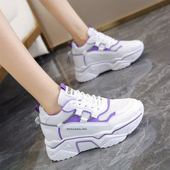Women's Mesh Platform Sneakers Lace Up Running Shoes Breathable Comfortable