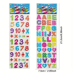 12pcs 3D Puffy Alphabet & Number Stickers Educational Toys for Boys & Girls