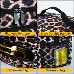 Leopard Print Lunch Bag for Women Insulated with Ice Pack
