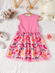 Girls Dinosaur Tulle Dress Party Princess Beach Holiday Outfit