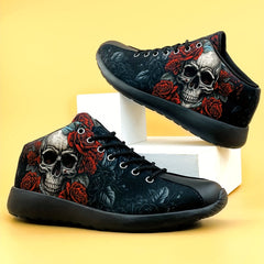Women's Gothic Skull Print Lace Up Sneakers Outdoor Shoes