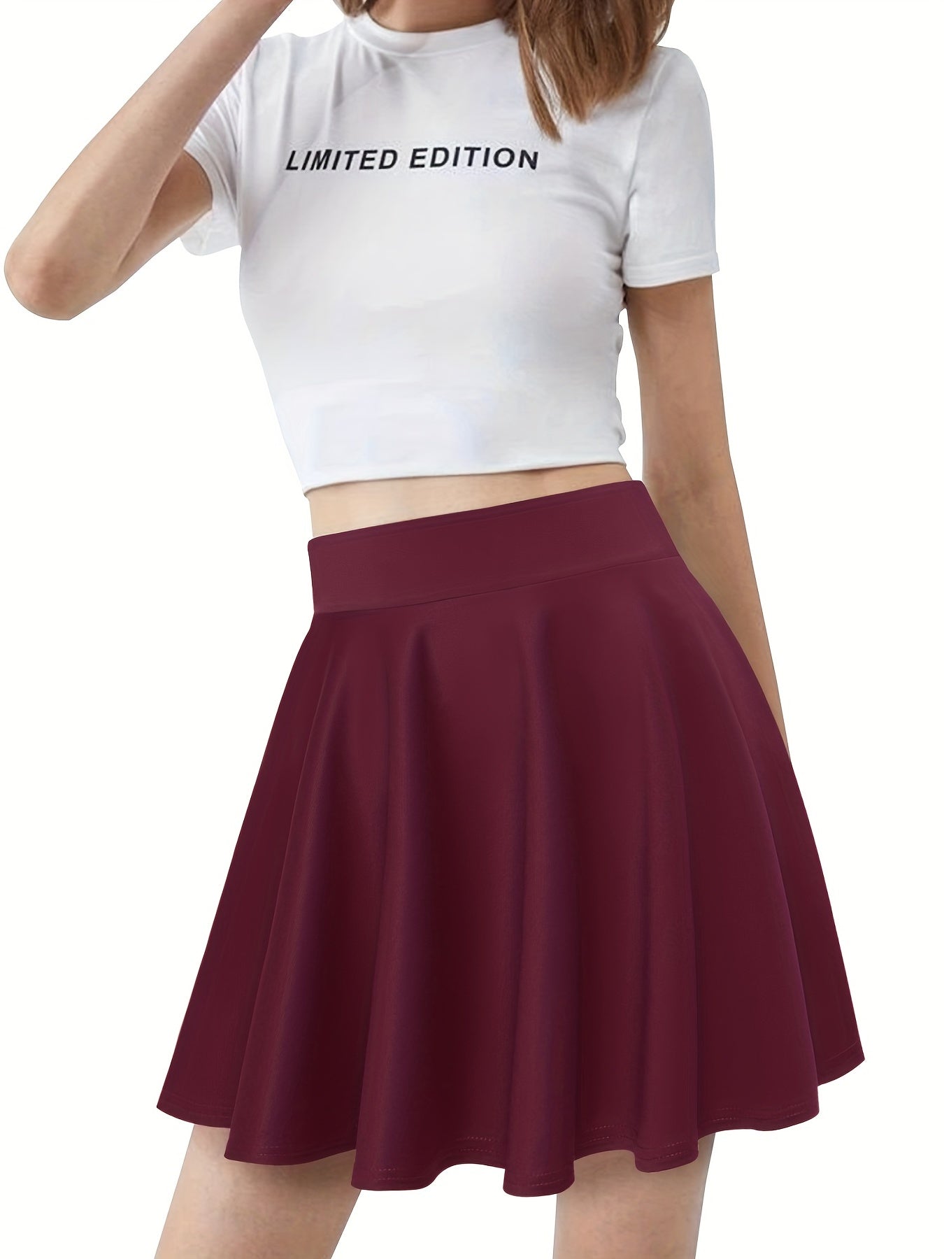 Casual High Waist Skater Skirt for Women