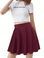 Casual High Waist Skater Skirt for Women
